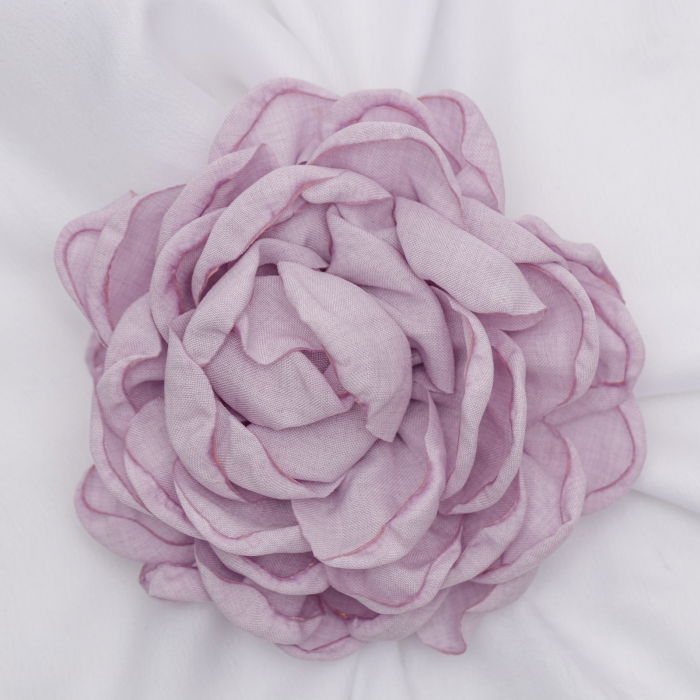 Brosa floare lila din bumbac cu diametru de 15 cm, cu clips pentru par