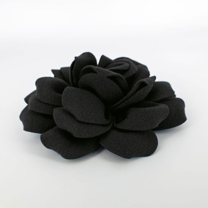 Brosa floare neagra cu diametru de 20 cm din stofa, cu clips si ac [2]