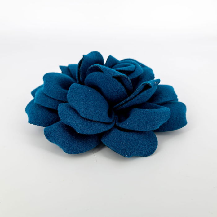 Brosa floare albastra cu diametru de 20 cm din stofa, cu clips si ac [5]
