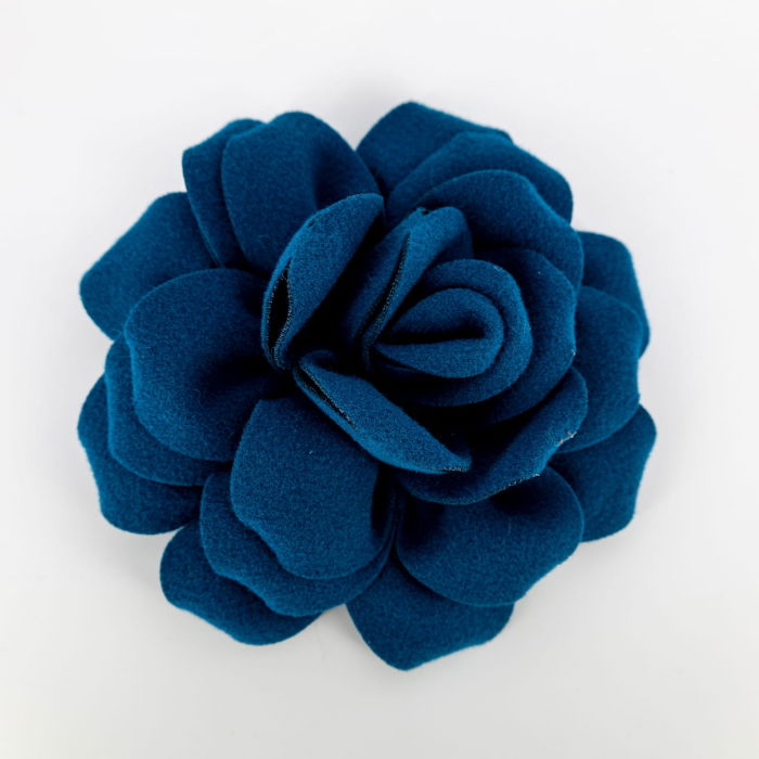 Brosa floare albastra cu diametru de 20 cm din stofa, cu clips si ac [2]