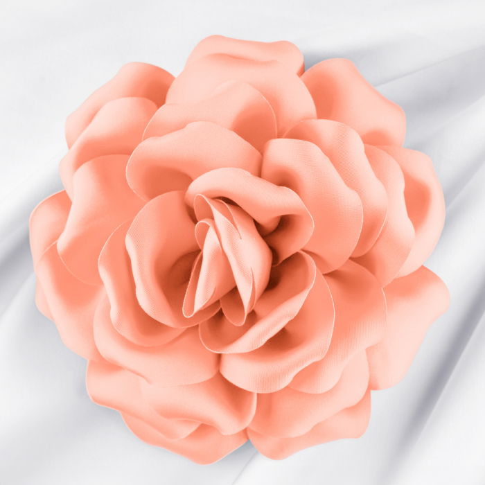 Brosa floare roz somon cu diametru de 15 cm, cu clips pentru par