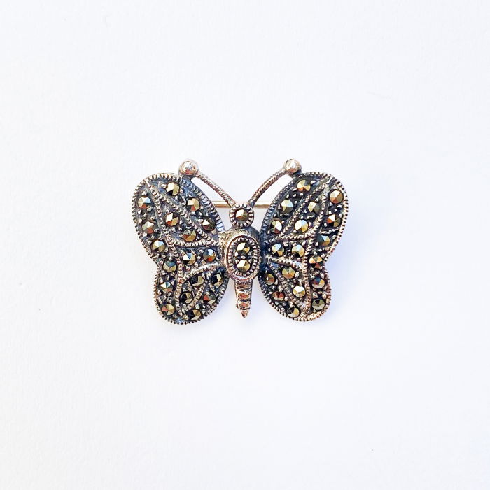 Brosa fluturas din argint 925 cu pietre foarte fine de marcasite [4]