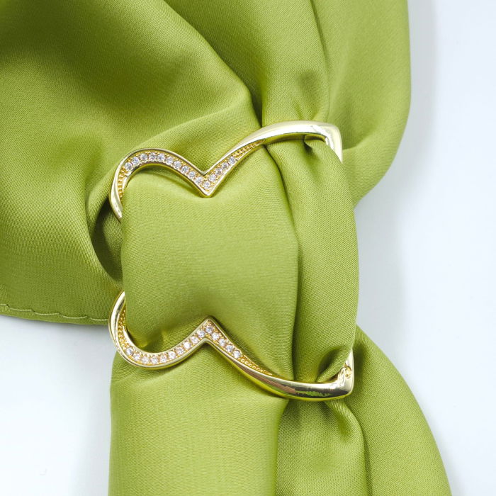 Brosa inel pentru esarfa cu forma de fluture auriu cu pietricele foarte fine [3]