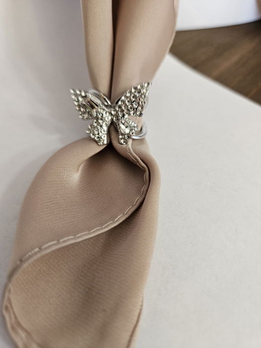 Brosa inel pentru esarfa, fluture auriu cu pietricele albe [5]