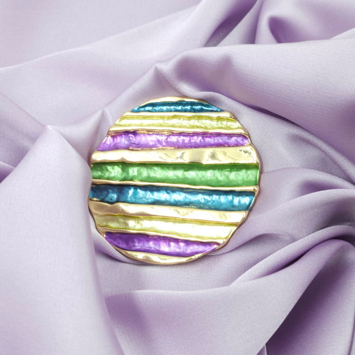 Brosa magnetica aurie, model geometric rotund cu mov, albastru si verde [6]