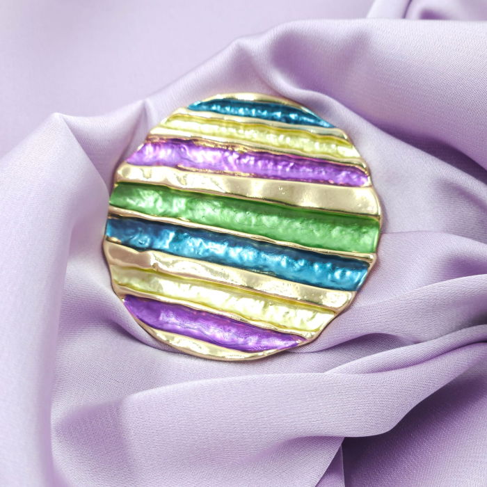 Brosa magnetica aurie, model geometric rotund cu mov, albastru si verde [9]