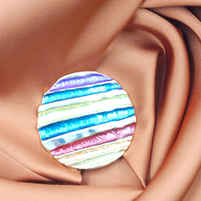 Brosa magnetica aurie, model geometric rotund cu elemente emailate multicolore [4]