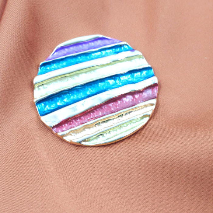 Brosa magnetica aurie, model geometric rotund cu elemente emailate multicolore [6]