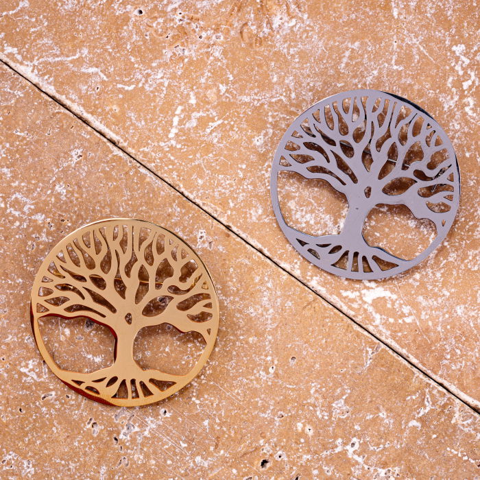 Brosa rotunda metalica Pomul Vietii argintiu [2]