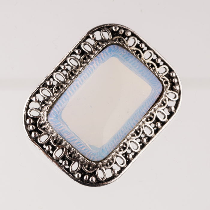 Brosa metalica argintie, dreptunghi cu piatra naturala de ochi de tigru [2]