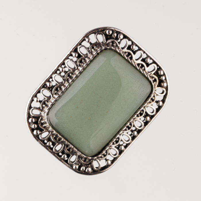 Brosa metalica argintie, dreptunghi cu piatra naturala de ochi de tigru [4]