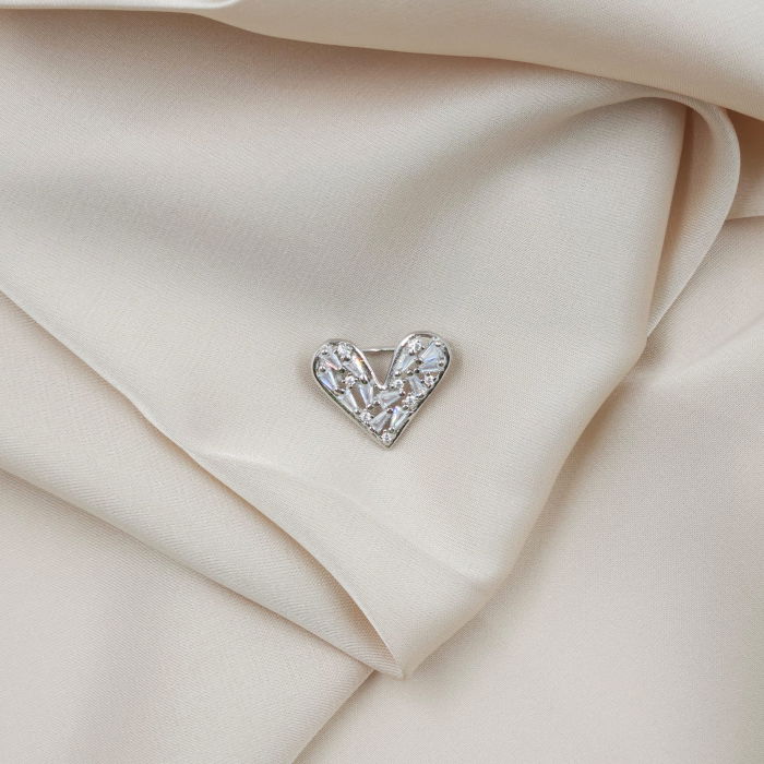 Brosa pandant inima miniaturala din argint 925 cu pietre foarte fine de cubic zirconia [5]