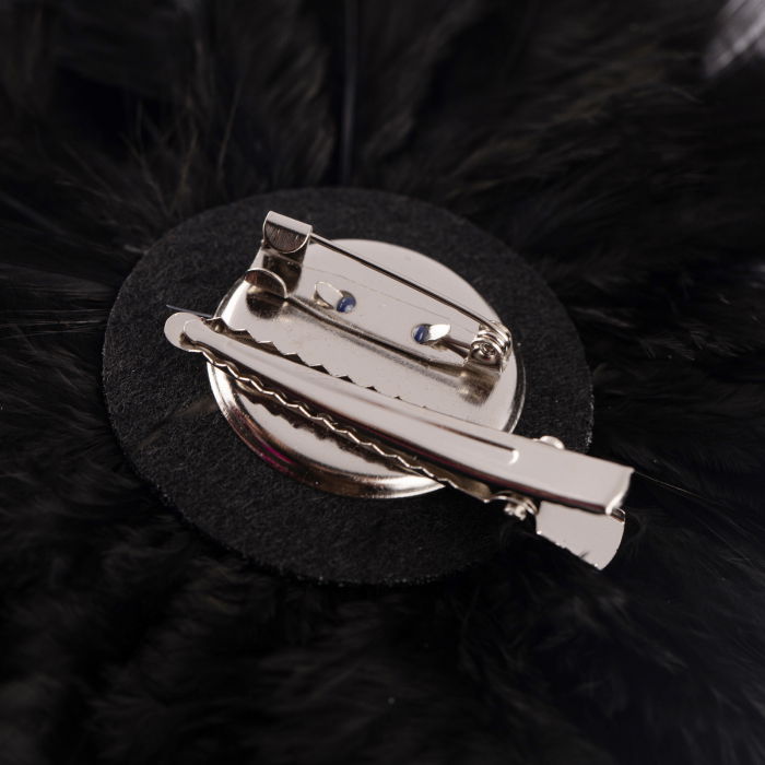 Brosa puf pene turcoaz cu diametru de 20 cm, cu clips pentru par [2]