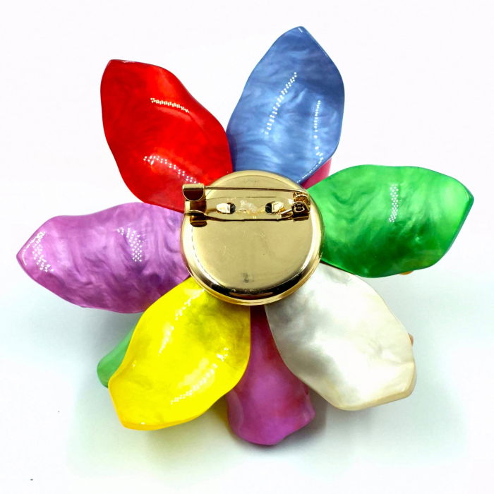 Brosa statement florala din rasina, cu petale multicolore [2]