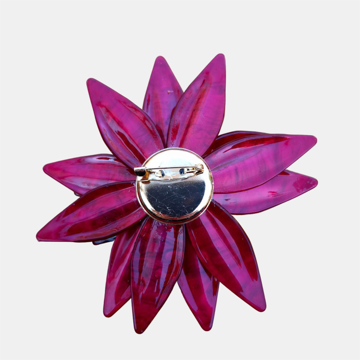 Brosa statement florala din rasina rosie si stamine rosii [3]