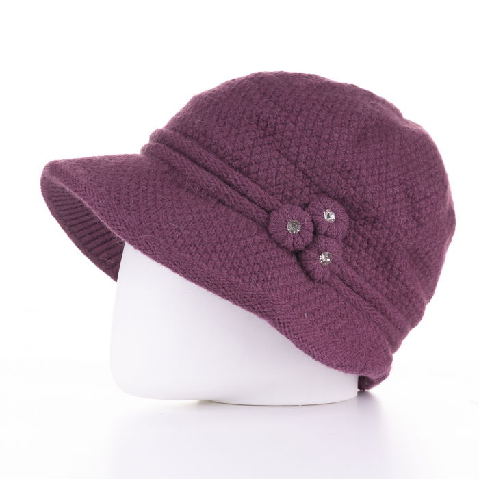 Caciula stil palarie mov cu bor si decoratiune laterala argintie, captusita in interior [2]