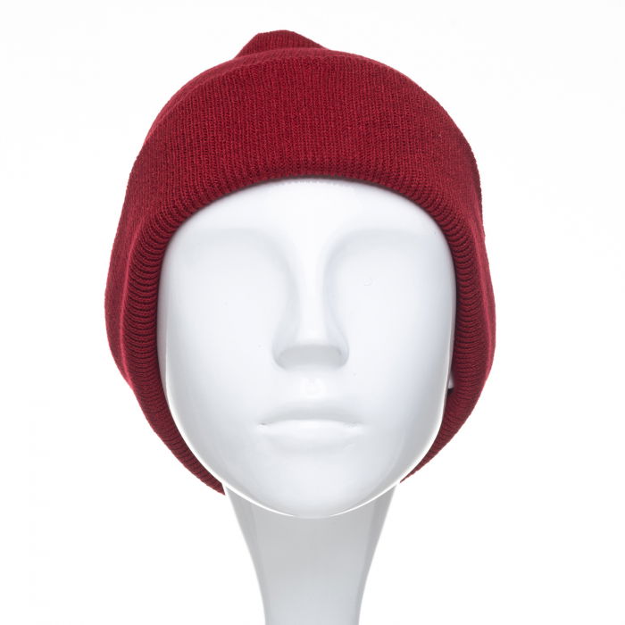 Caciula unisex model clasic tricotat, dublata in interior, rosu inchis [2]