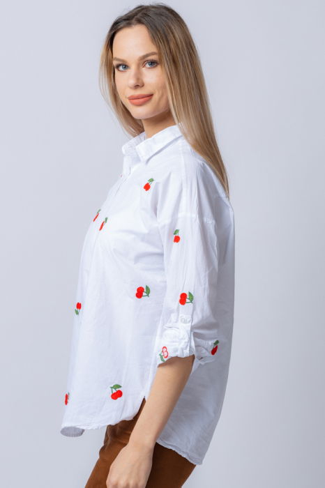 Camasa alba din bumbac broderii cu cirese [2]