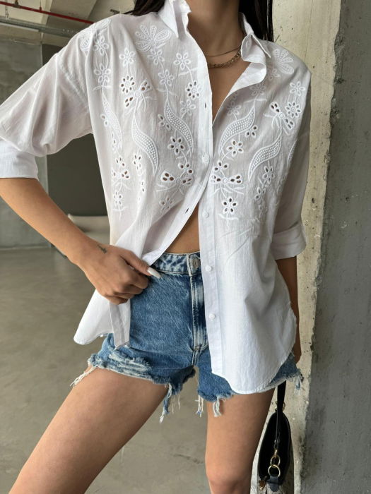 Camasa alba din bumbac broderie alba [1]