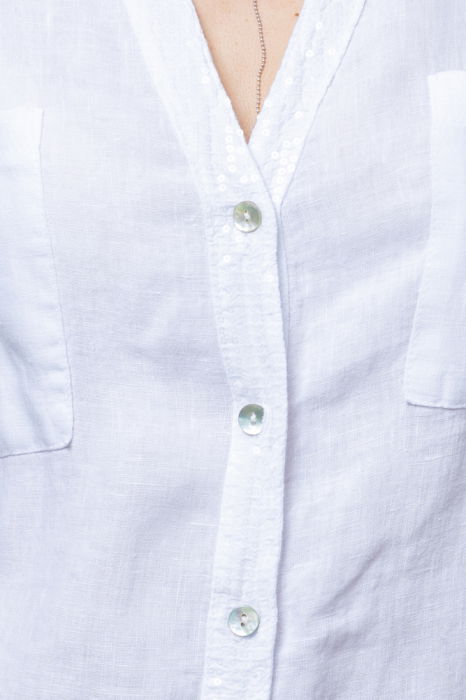 Camasa alba din in cu paiete si dantela pe spate [2]