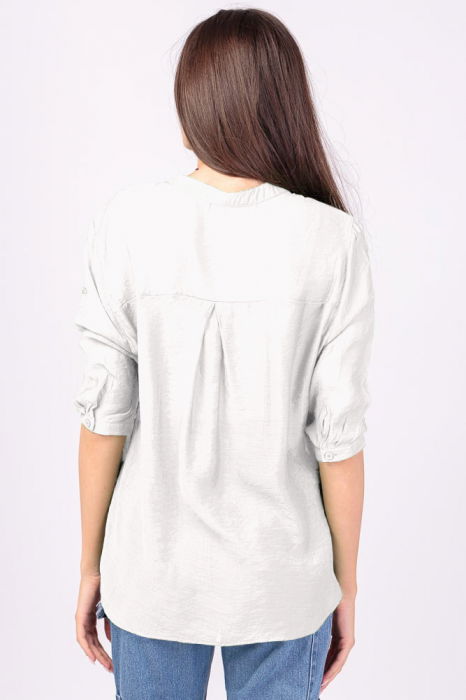 Camasa alba, subtire, cu guler tunica [3]