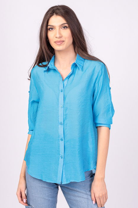 Camasa albastra, subtire, cu guler clasic [1]