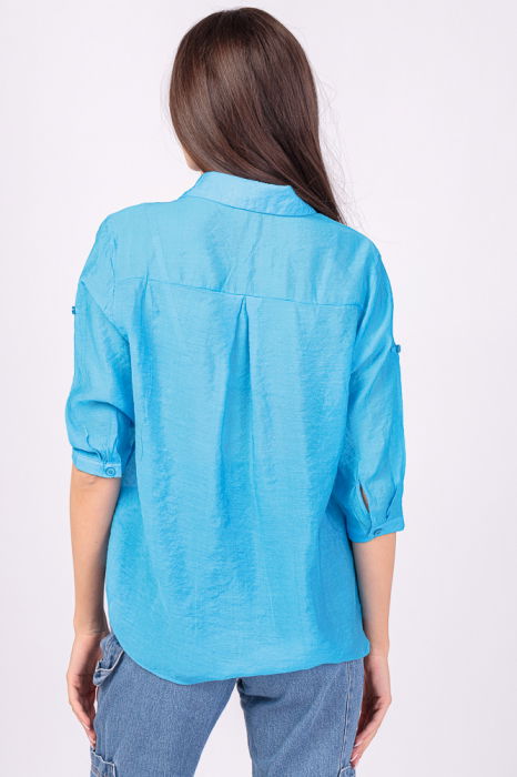 Camasa albastra, subtire, cu guler clasic [3]