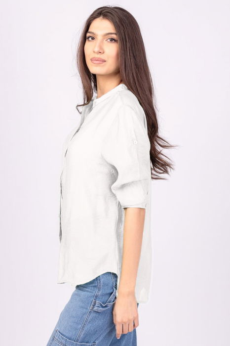 Camasa alba, subtire, cu guler tunica [2]