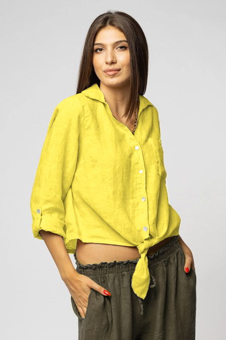 Camasa galbena din in cu nod in fata [2]