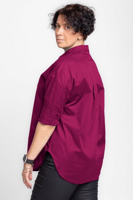 Camasa dreapta din poplin de bumbac, mov zmeura [2]