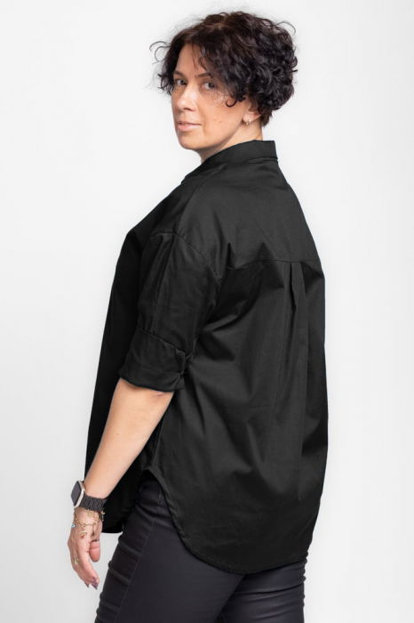 Camasa dreapta din poplin de bumbac, neagra [2]