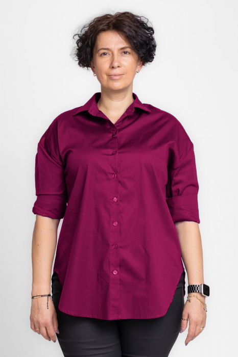 Camasa dreapta din poplin de bumbac, mov zmeura [1]