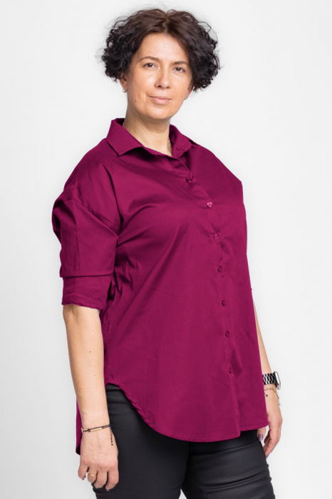 Camasa dreapta din poplin de bumbac, mov zmeura [3]