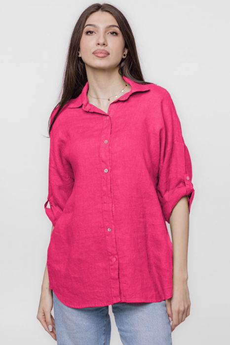 Camasa fucsia lejera, din in cu dantela pe spate [2]