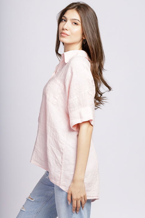 Camasa din in roz cu siret pe spate in dreptul gulerului [3]