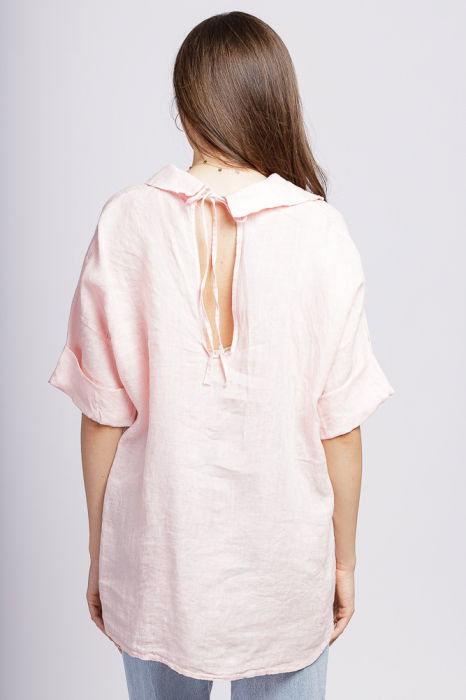 Camasa din in roz cu siret pe spate in dreptul gulerului [2]