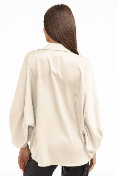 Camasa eleganta din satin, cu maneci bufante, ivoire [3]