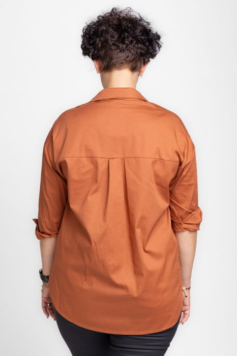 Camasa caramizie, dreapta, din poplin de bumbac [3]