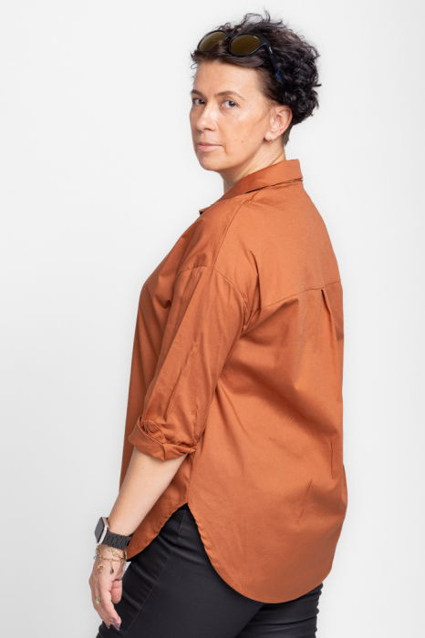 Camasa caramizie, dreapta, din poplin de bumbac [4]