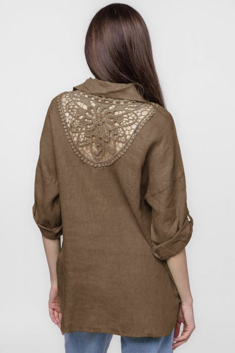 Camasa maro lejera, din in cu dantela pe spate [3]