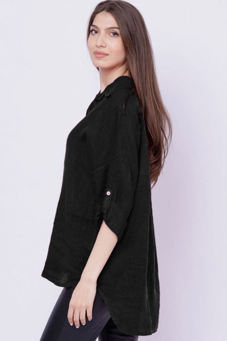 Camasa neagra lejera, din in cu fald pe spate [2]