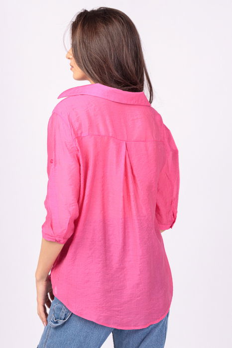 Camasa subtire, fucsia, cu guler clasic si maneca trei sferturi [3]