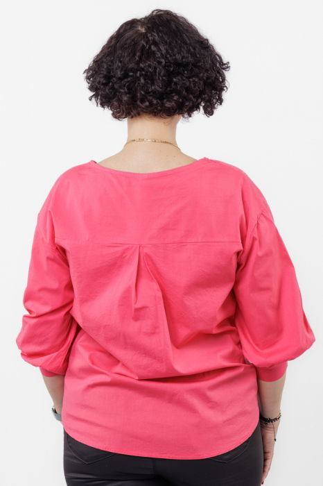Camasa roz fucsia din poplin de bumbac cu funda in fata [3]