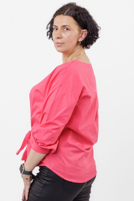 Camasa roz fucsia din poplin de bumbac cu funda in fata [2]