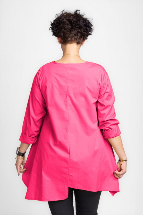 Camasa fucsia asimetrica din poplin de bumbac cu decolteu V [3]
