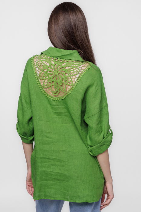 Camasa verde olive lejera, din in cu dantela pe spate [3]