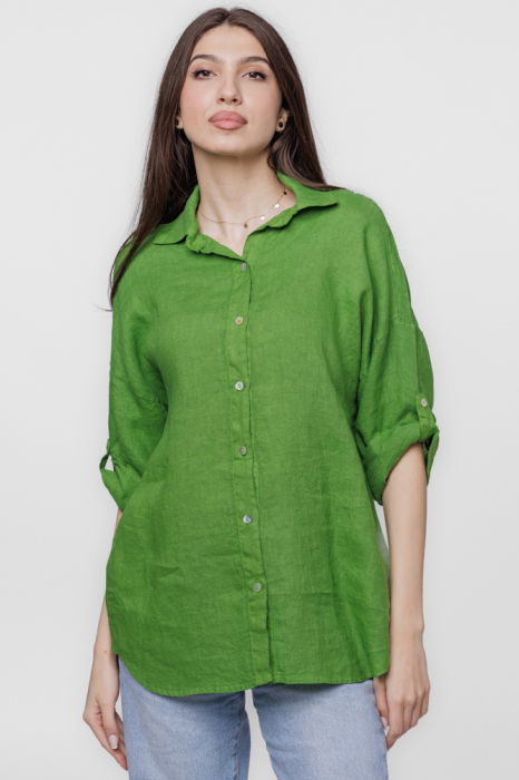 Camasa verde olive lejera, din in cu dantela pe spate [2]