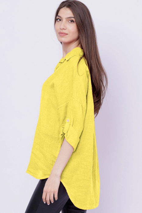 Camasa galbena lejera, din in cu fald pe spate [2]