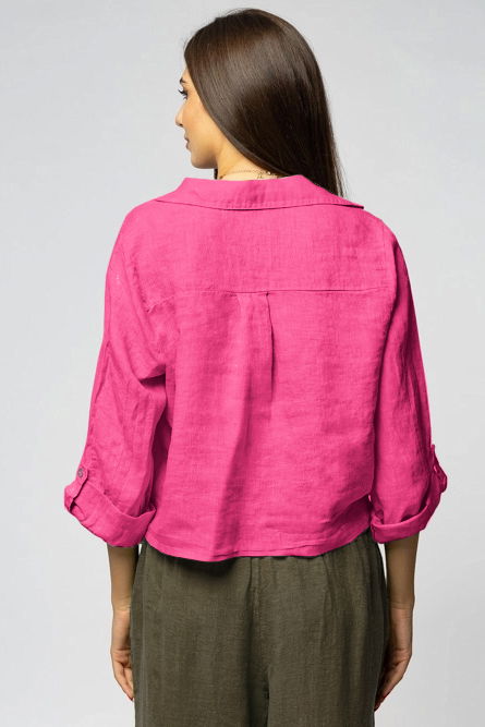 Camasa fucsia din in cu nod in fata [3]