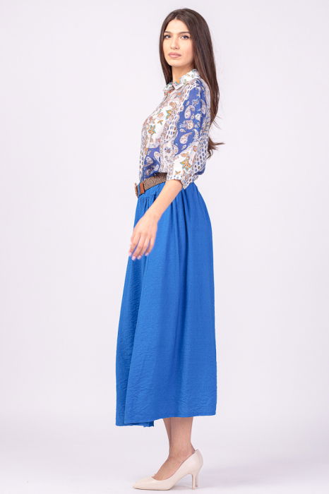 Camasa subtire, cu guler clasic si imprimeu paisley albastru [5]